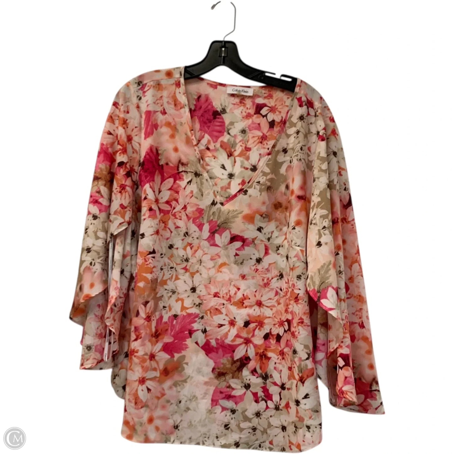 Blouse Long Sleeve By Calvin Klein In Pink, Size: 1x