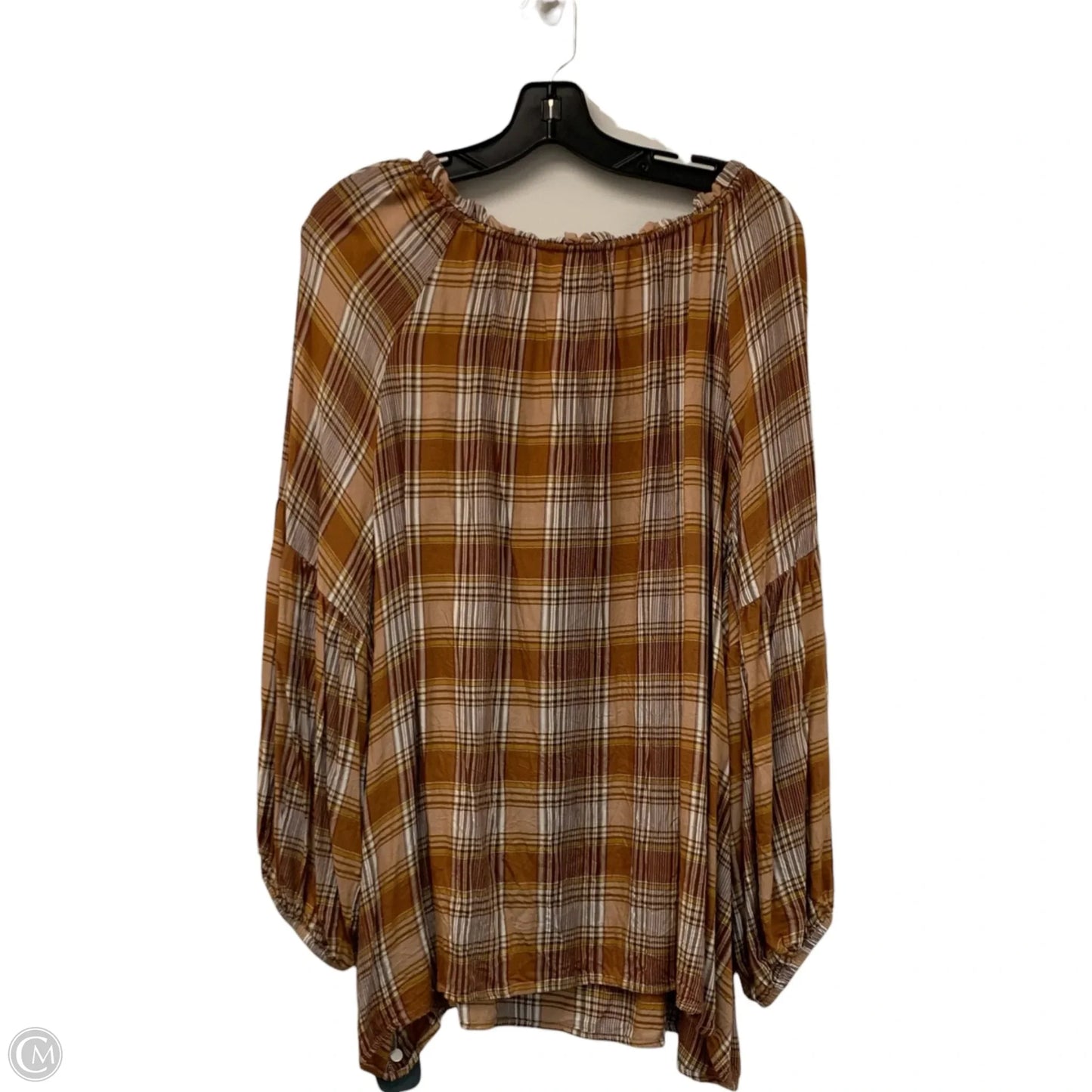 Top Long Sleeve By Cato In Brown, Size: 3x