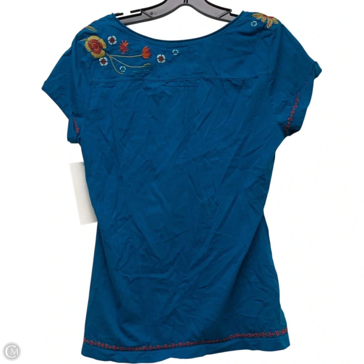 Top Short Sleeve Designer By Johnny Was In Blue, Size: L