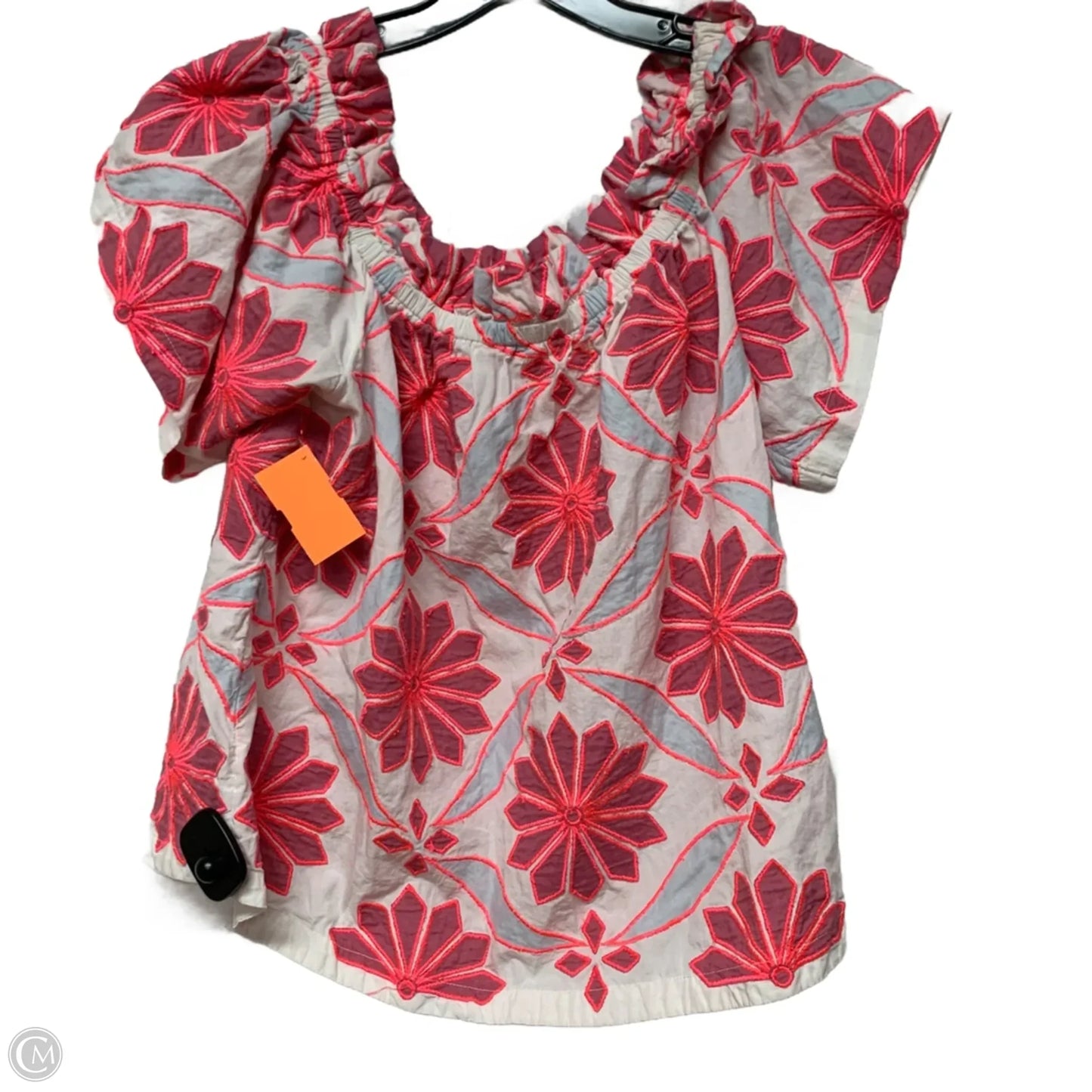 Top Short Sleeve By Maeve In Pink & White, Size: S