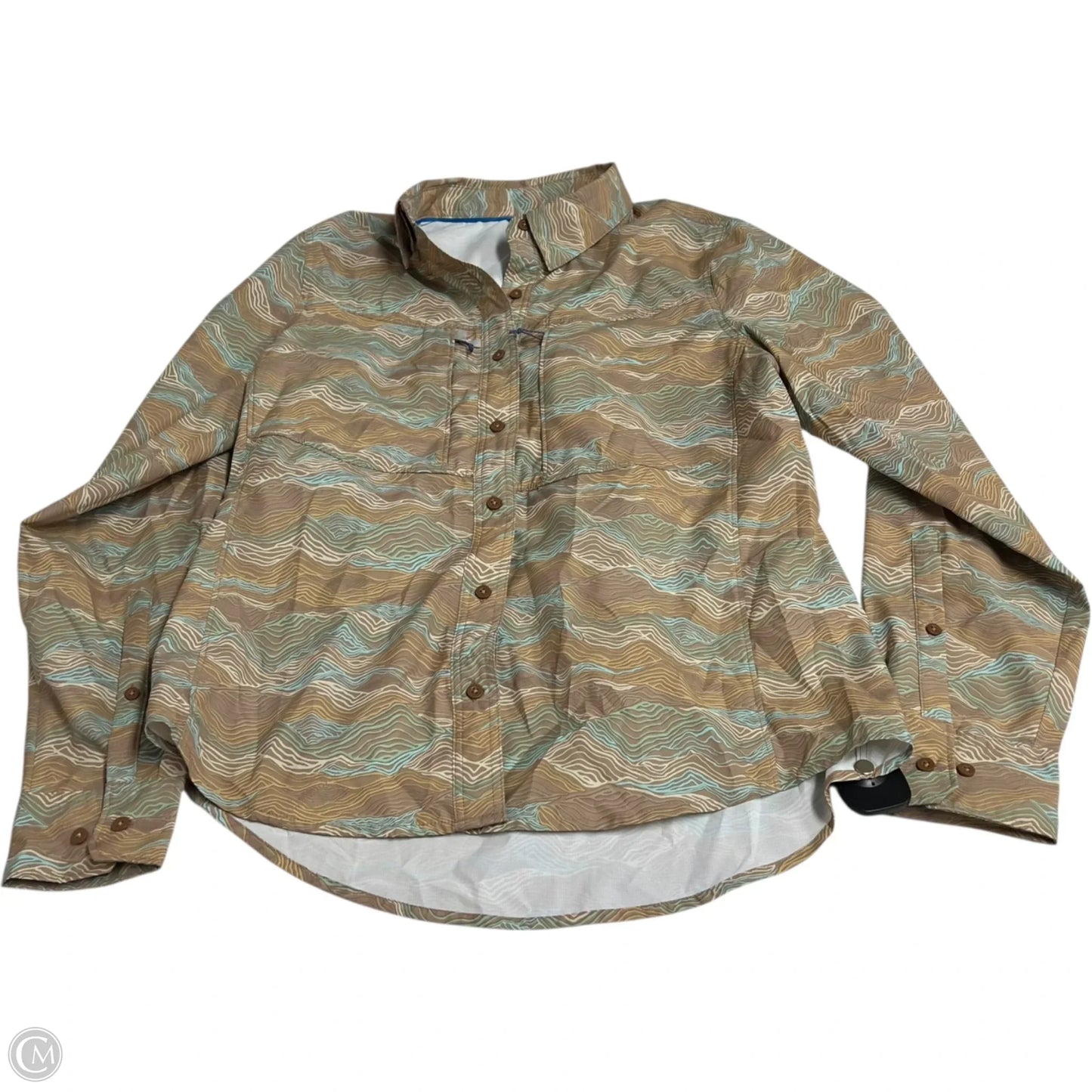 Athletic Top Long Sleeve Collar By Patagonia In Blue & Brown, Size: S