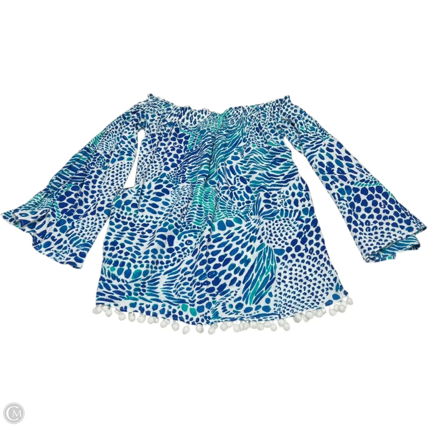 Top Long Sleeve Designer By Lilly Pulitzer In Blue & White, Size: Xs