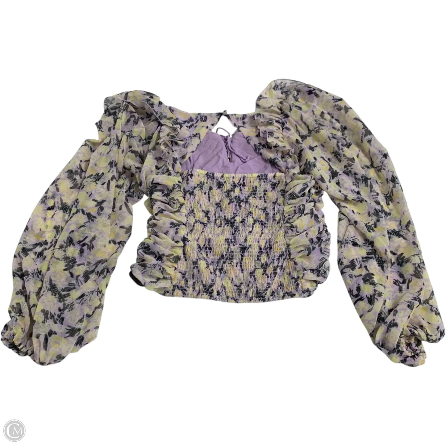 Blouse Long Sleeve By Free People In Purple & Yellow, Size: M