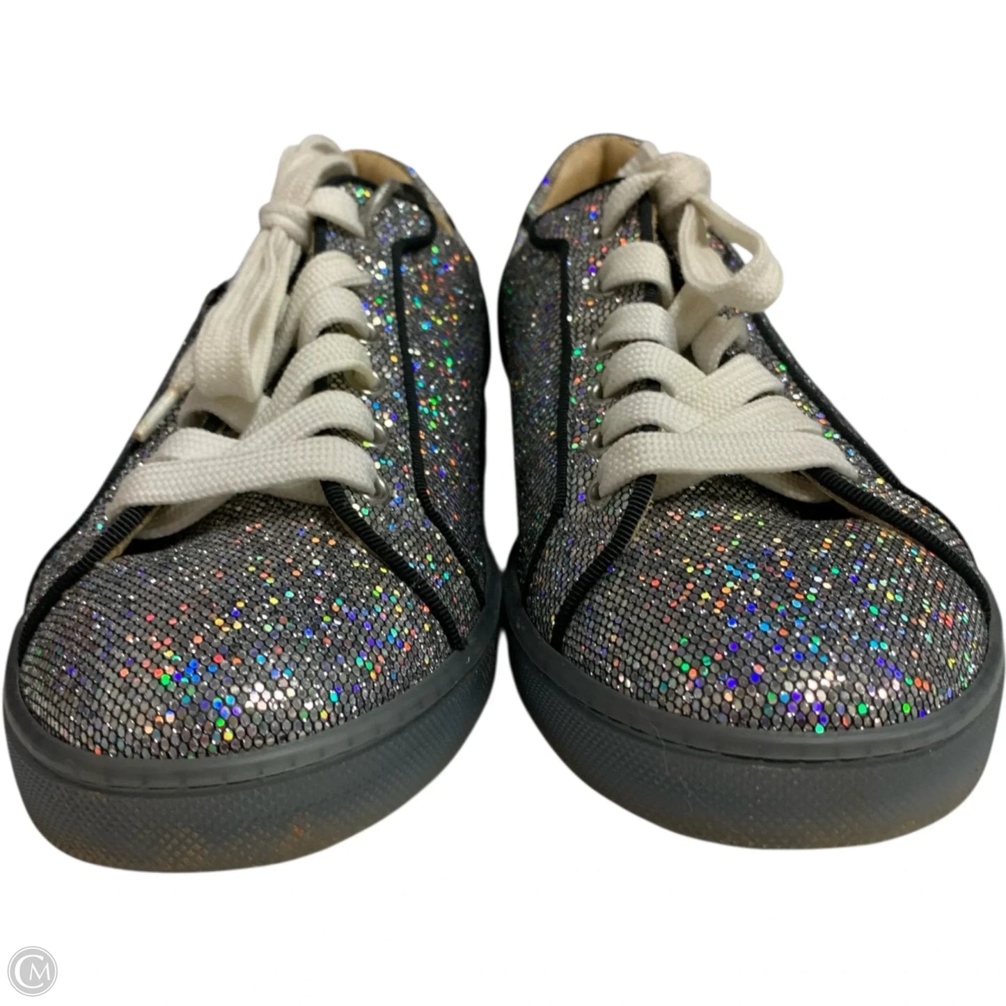 Shoes Luxury Designer By Christian Louboutin In Silver, Size: 7