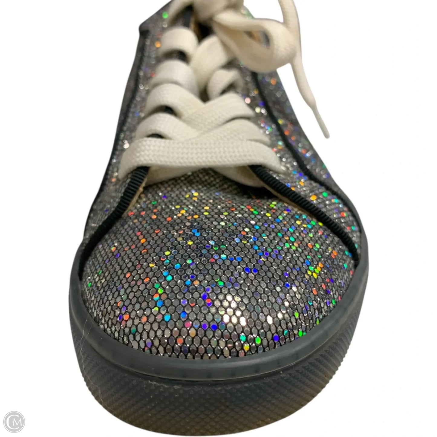 Shoes Luxury Designer By Christian Louboutin In Silver, Size: 7