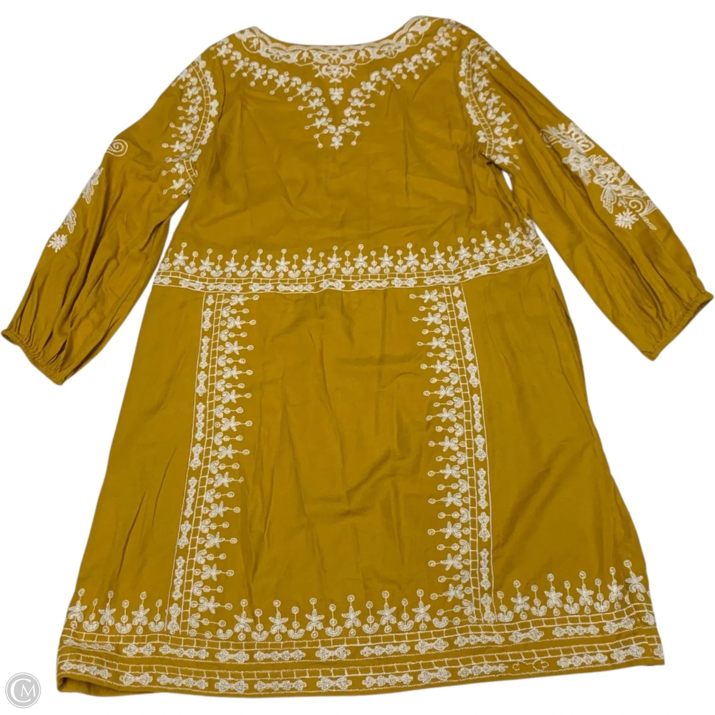 Dress Casual Short By Anthropologie In White & Yellow, Size: M