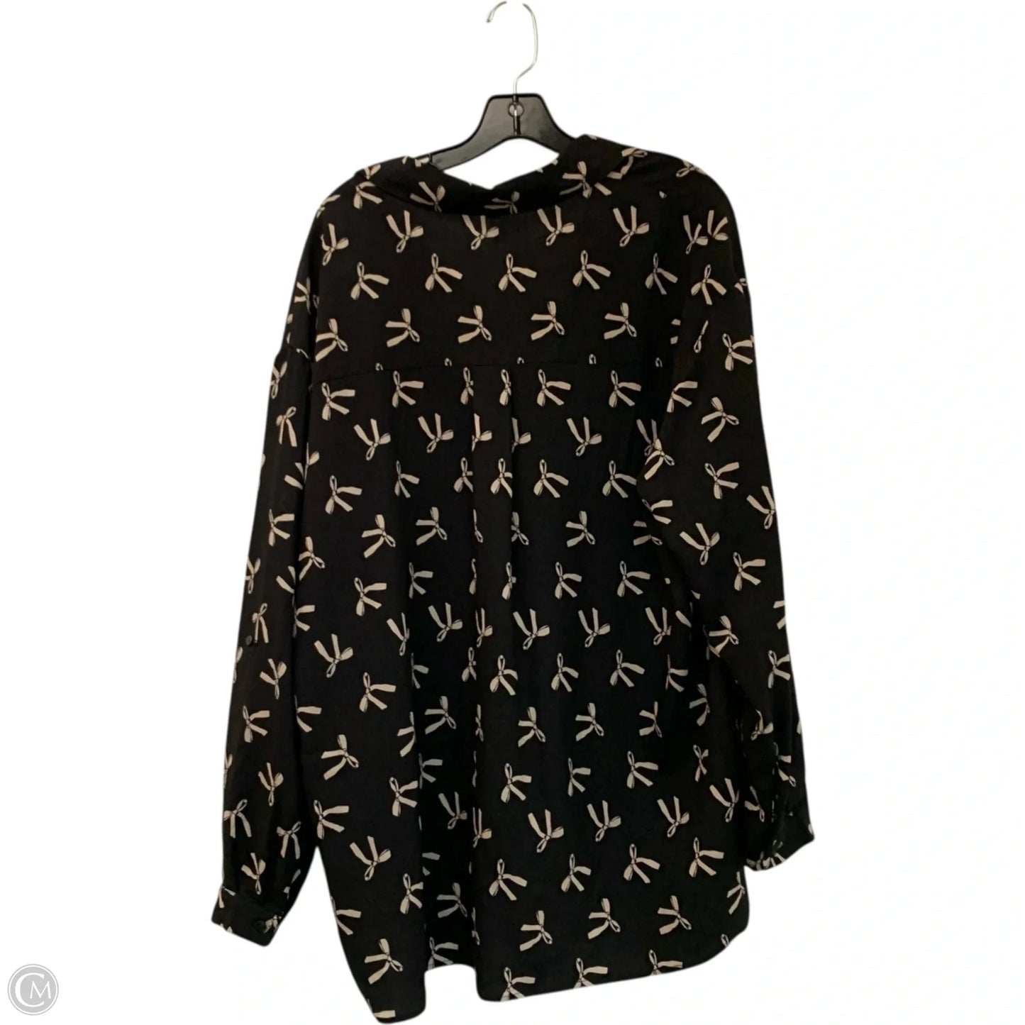 Top Long Sleeve By Adrianna Papell In Black & Cream, Size: Xl