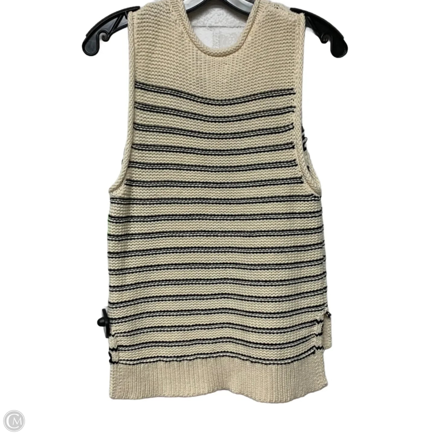 Vest Sweater By Lucky Brand In Black & Cream, Size: Xs
