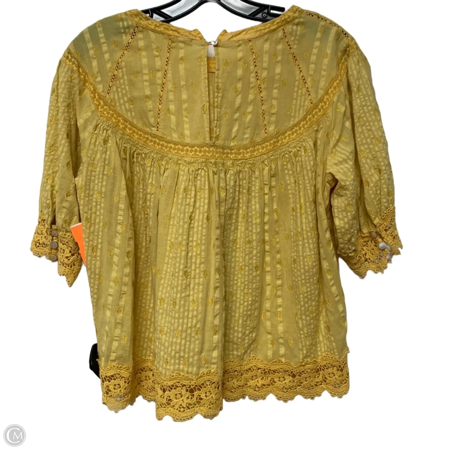 Top Short Sleeve By Loveshackfancy In Yellow, Size: Xs