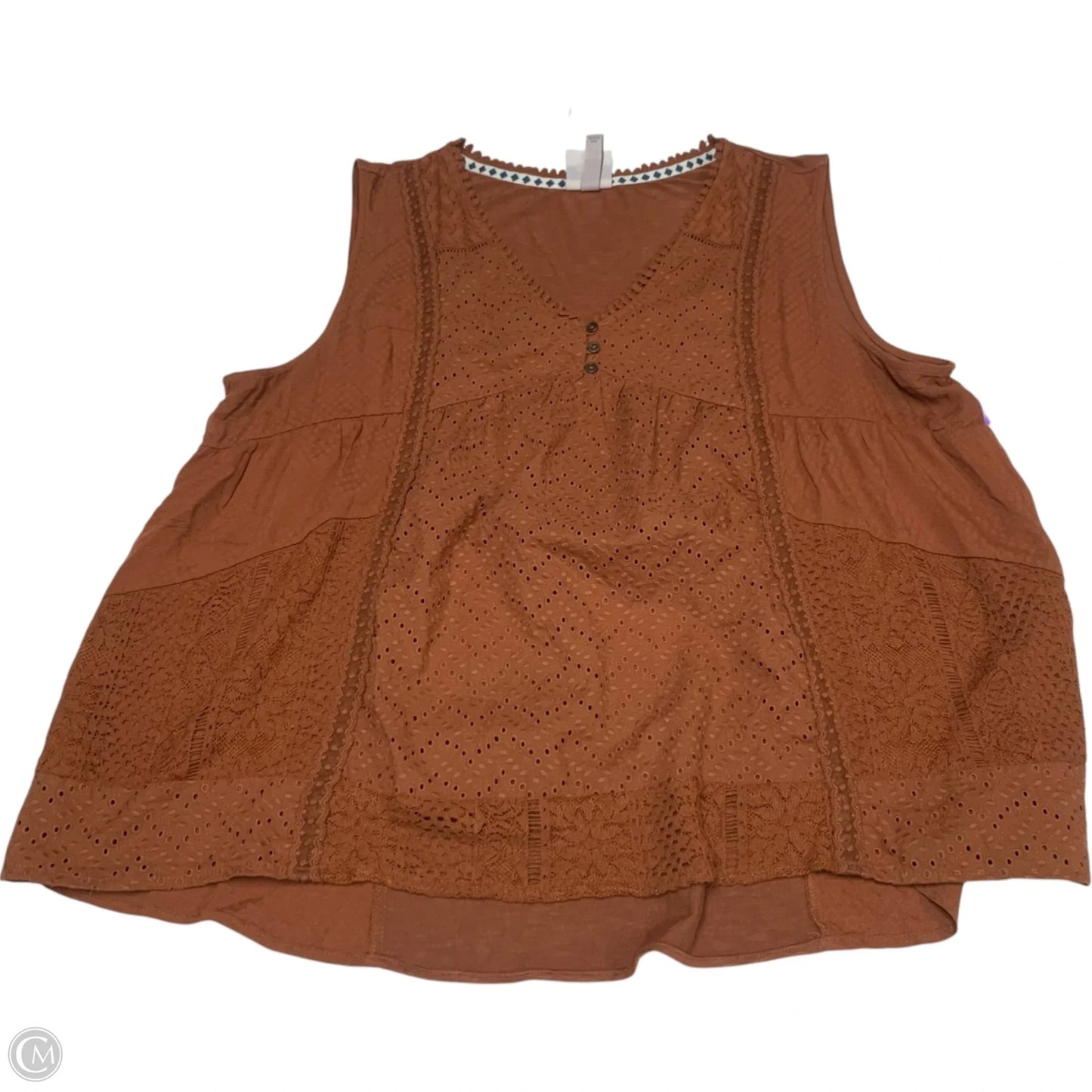 Top Sleeveless By Knox Rose In Brown, Size: 1x