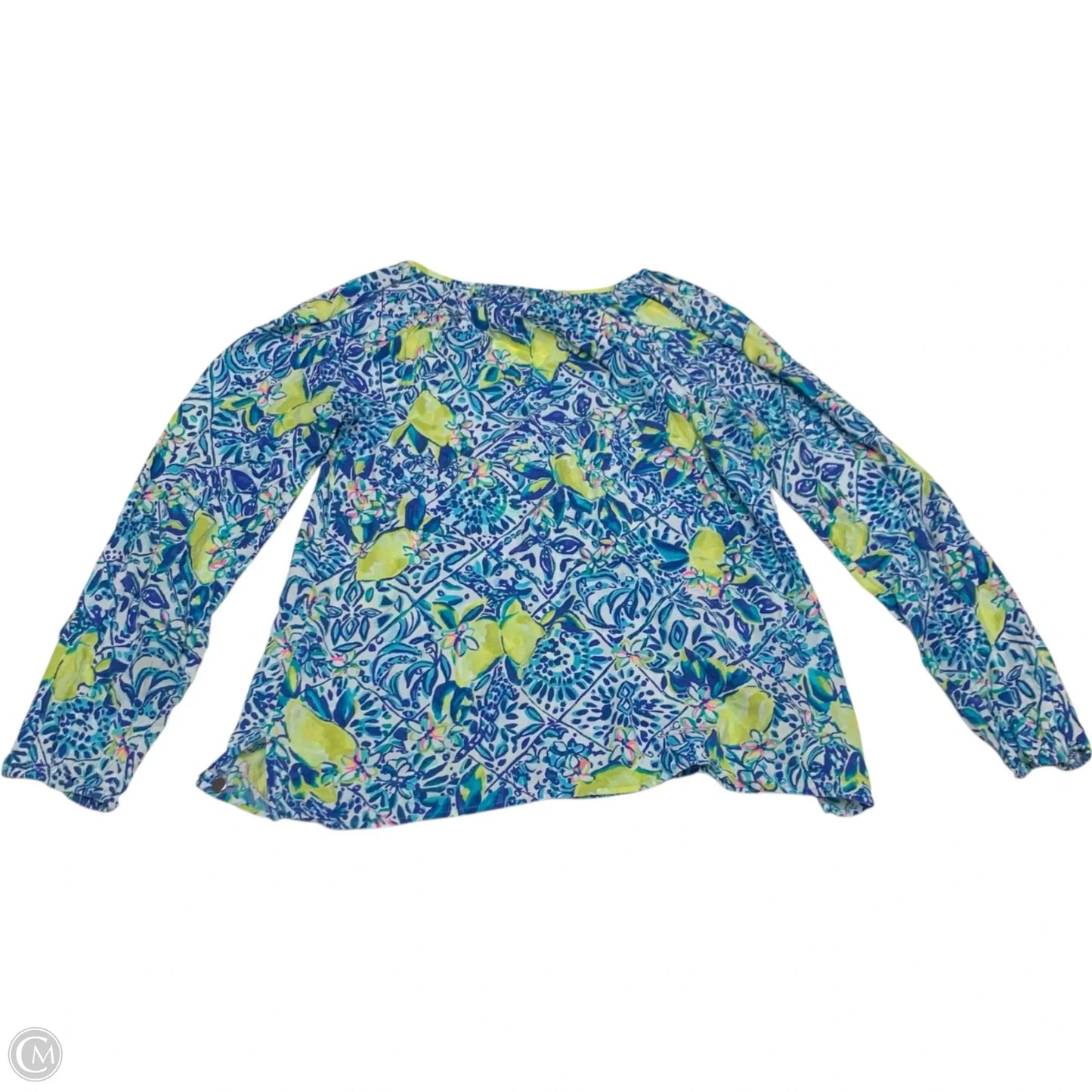Top Long Sleeve Designer By Lilly Pulitzer In Blue & Yellow, Size: Xs