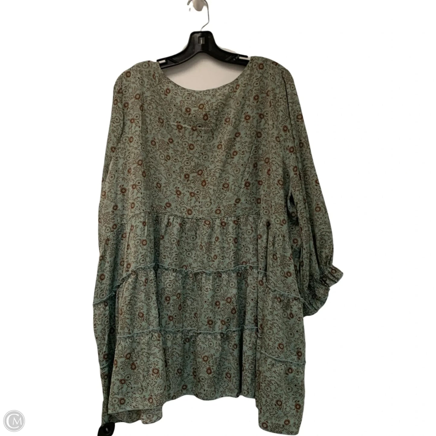 Top Long Sleeve By paisley vine In Brown & Green, Size: 2x