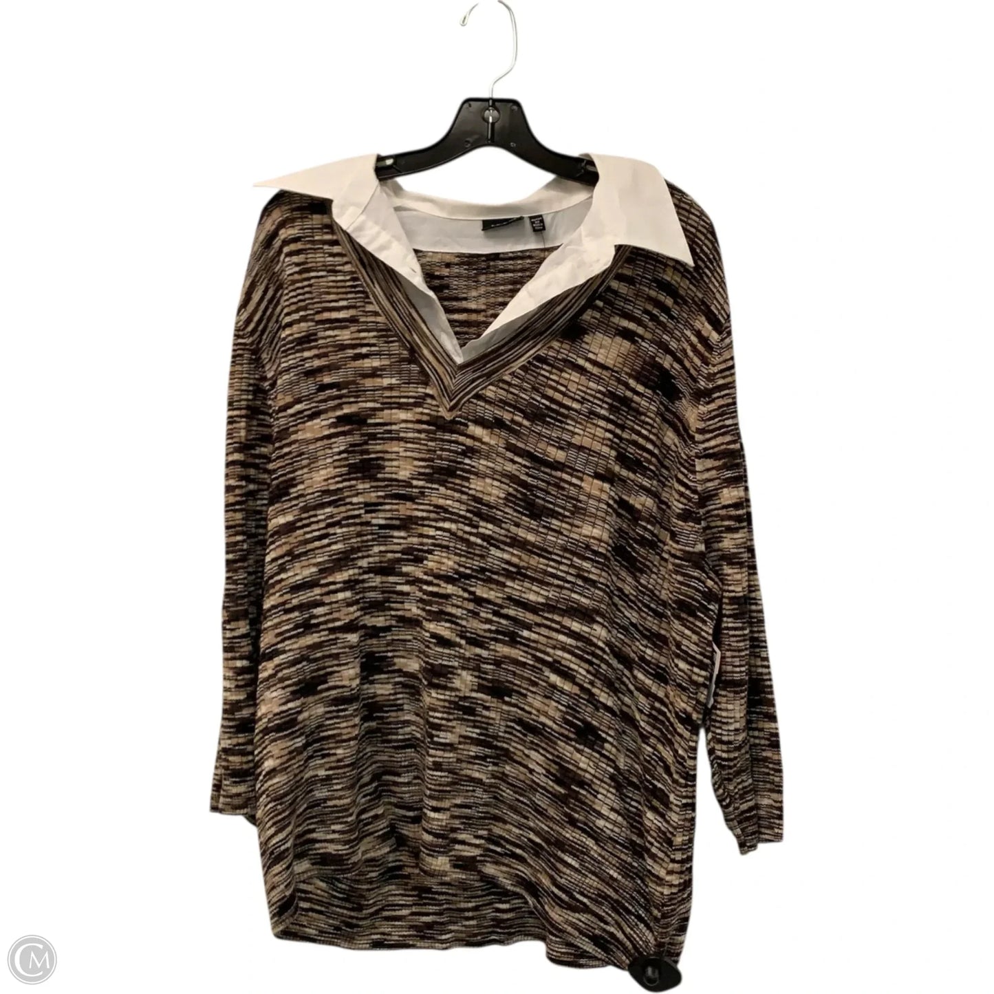 Top Long Sleeve By Apt 9 In Brown, Size: 3x