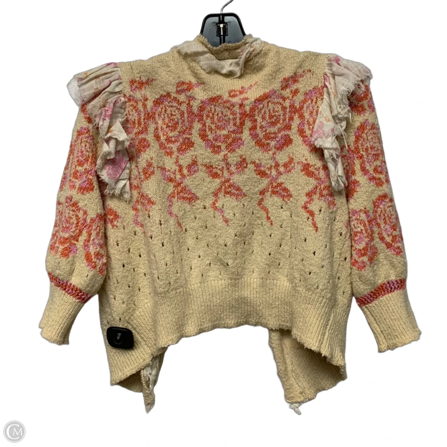 Sweater Cardigan By Free People In Pink & Yellow, Size: Xs