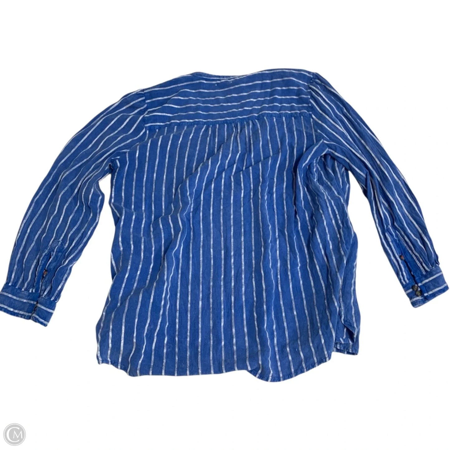 Top Long Sleeve By Anthropologie In Blue & White, Size: L