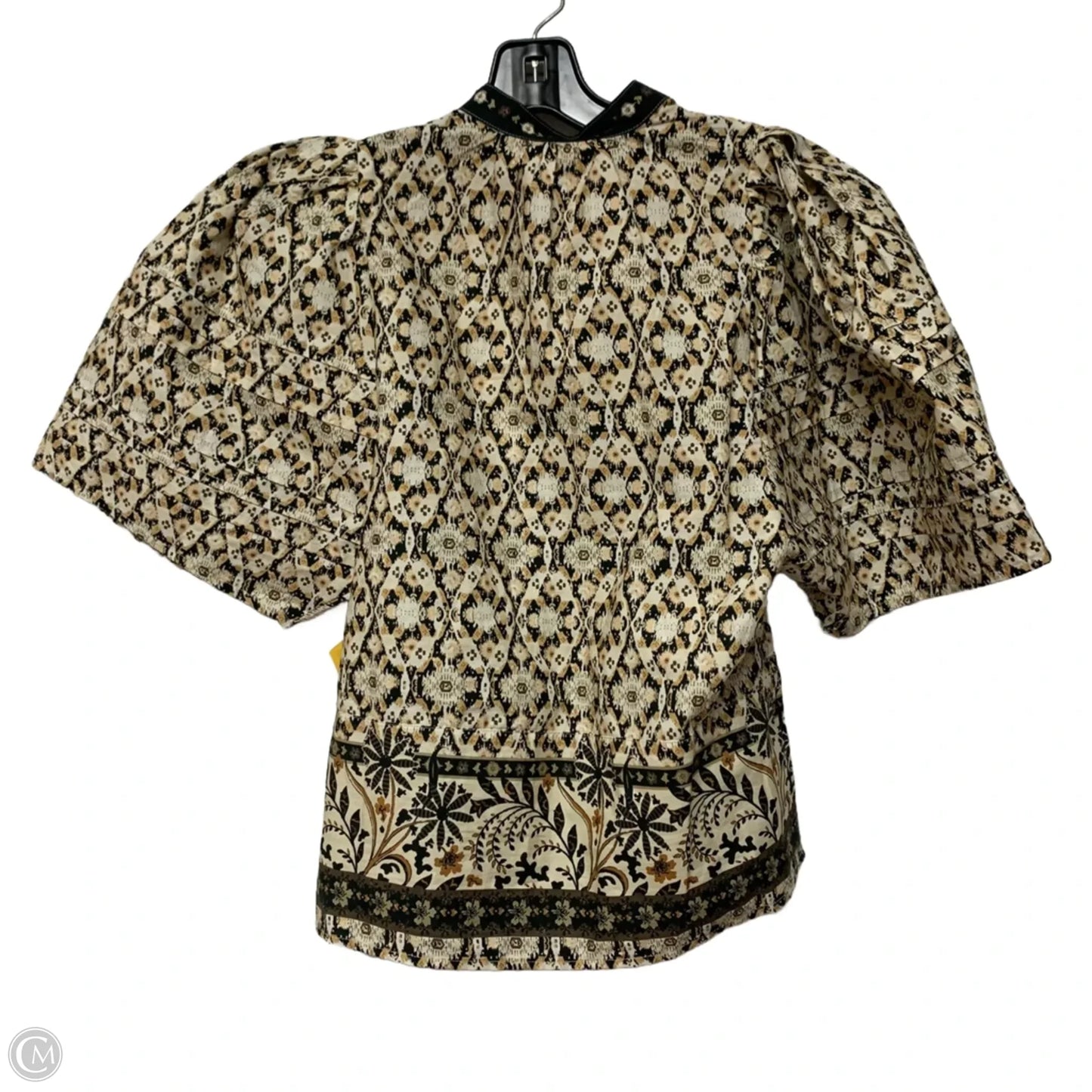 Top Short Sleeve By Anthropologie In Black & Cream, Size: Xxs