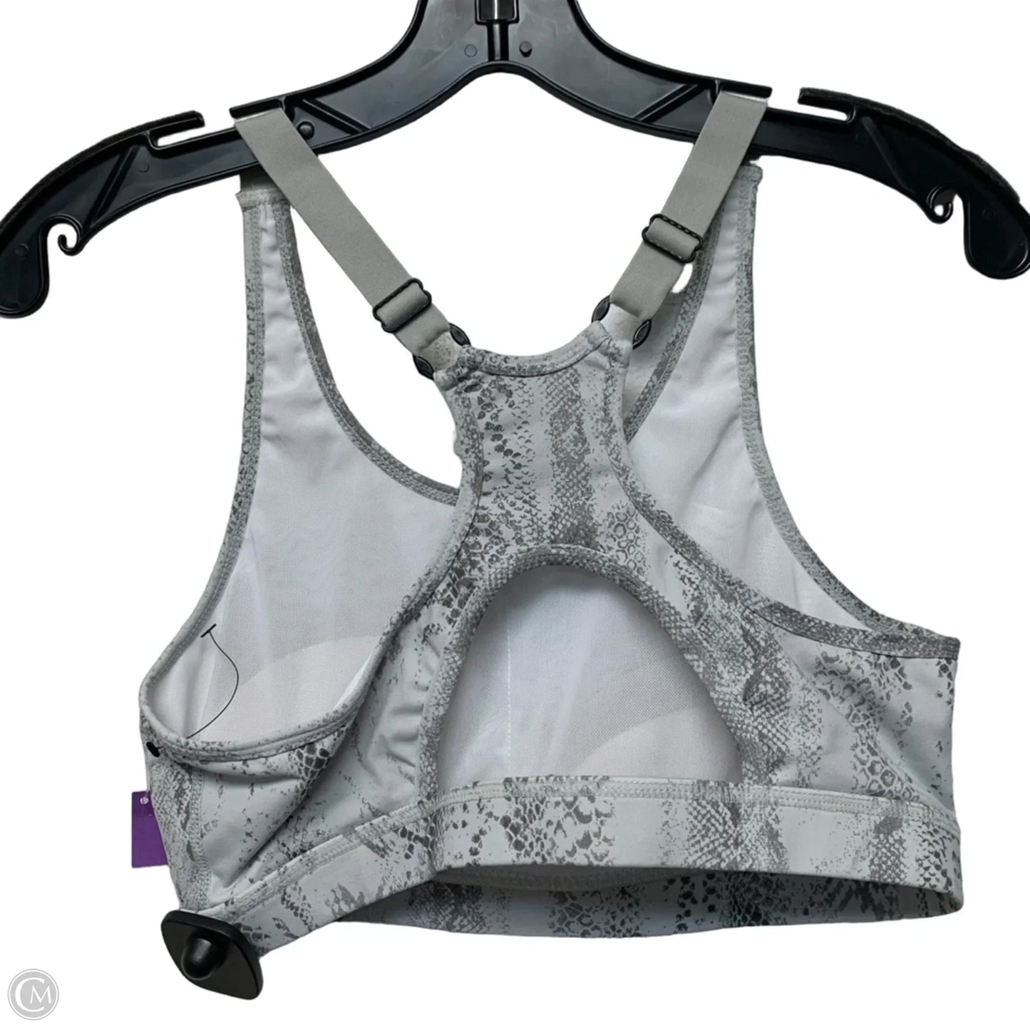 Athletic Bra By Mono B In Grey & White, Size: L