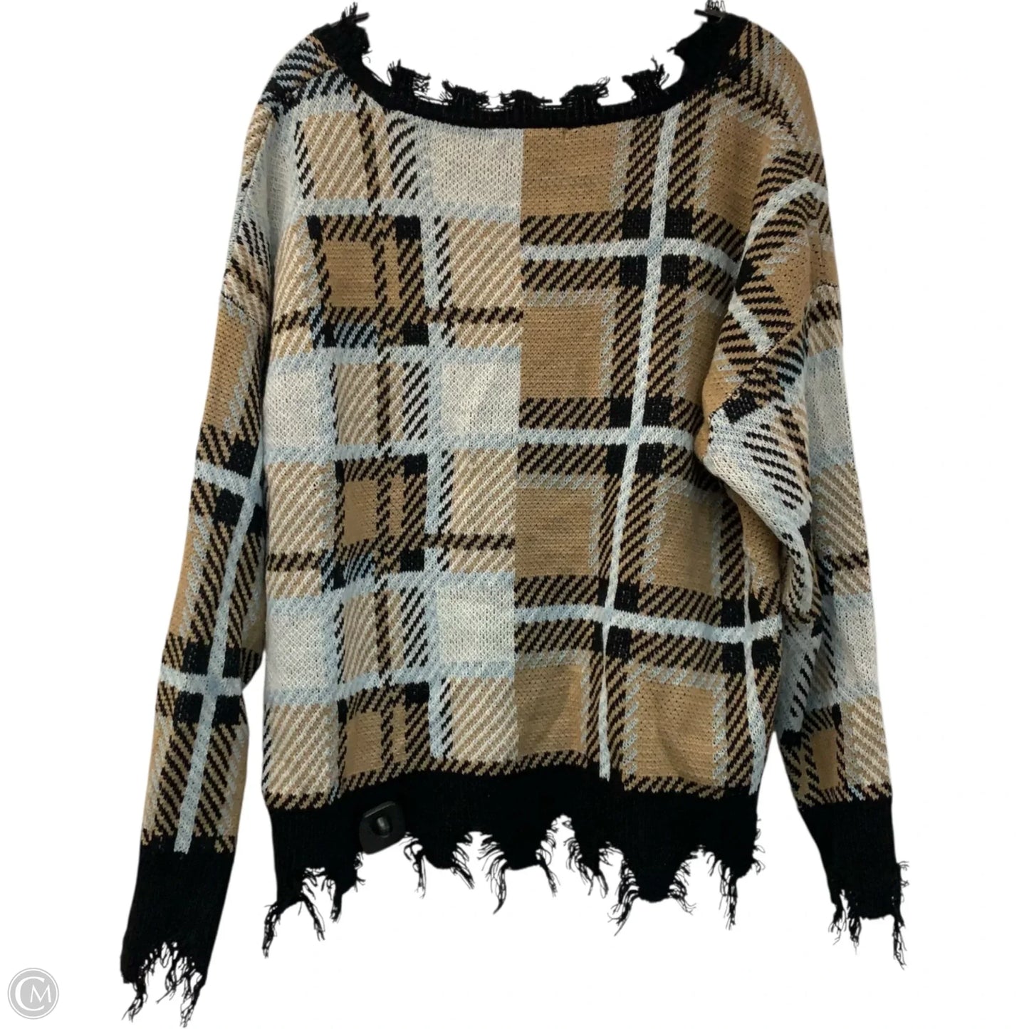 Sweater Cardigan By Trendy Threads In Black & Brown, Size: 3x