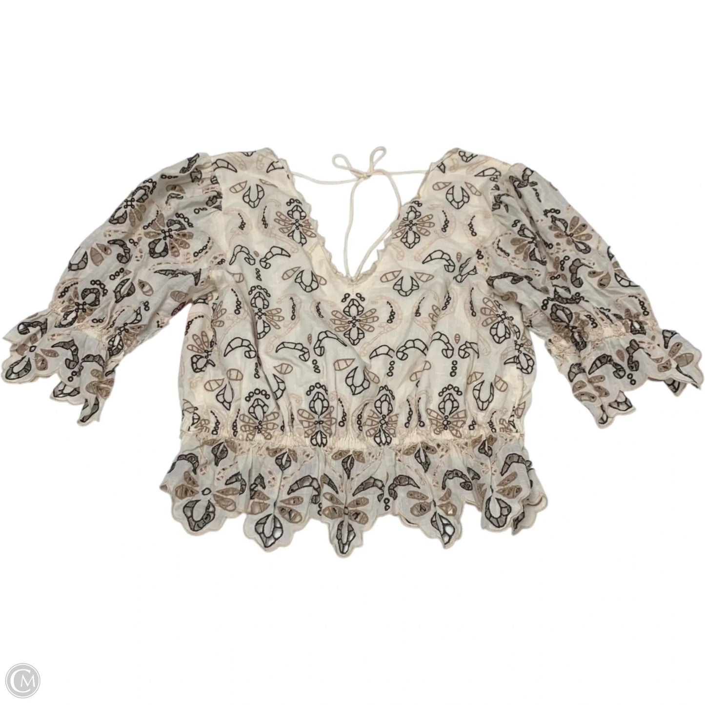 Top 3/4 Sleeve By Anthropologie In Cream, Size: S