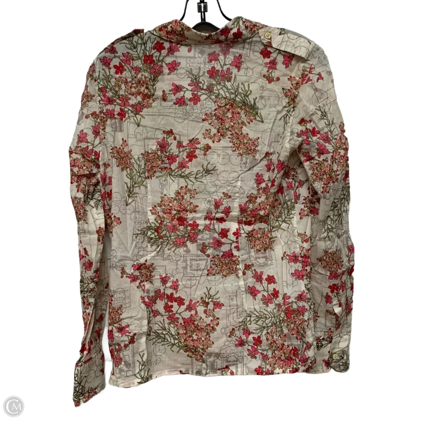 Top Long Sleeve Designer By Tory Burch In Cream & Red, Size: S