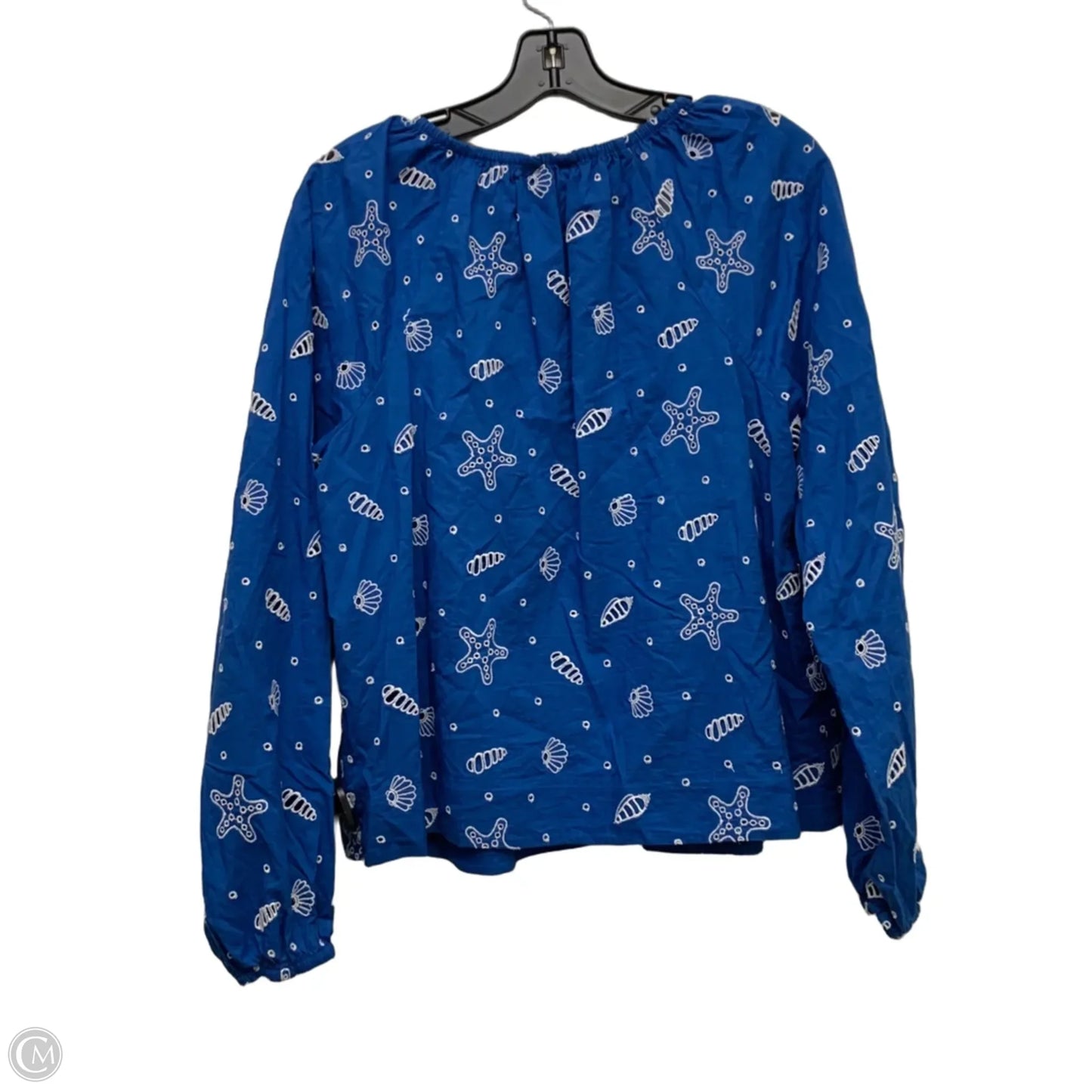 Top Long Sleeve Designer By Lilly Pulitzer In Blue & White, Size: M
