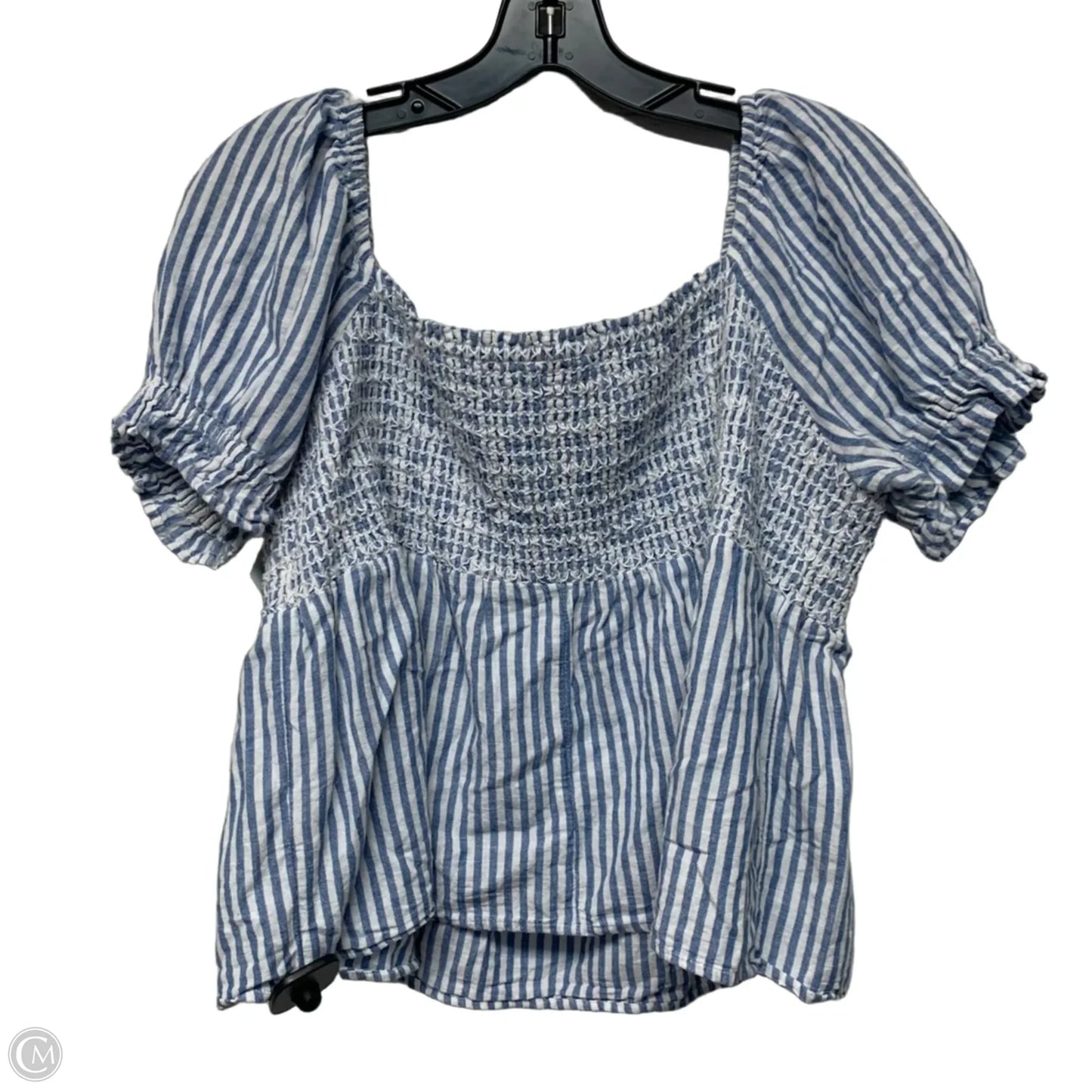 Top Short Sleeve By American Eagle In Blue & White, Size: L