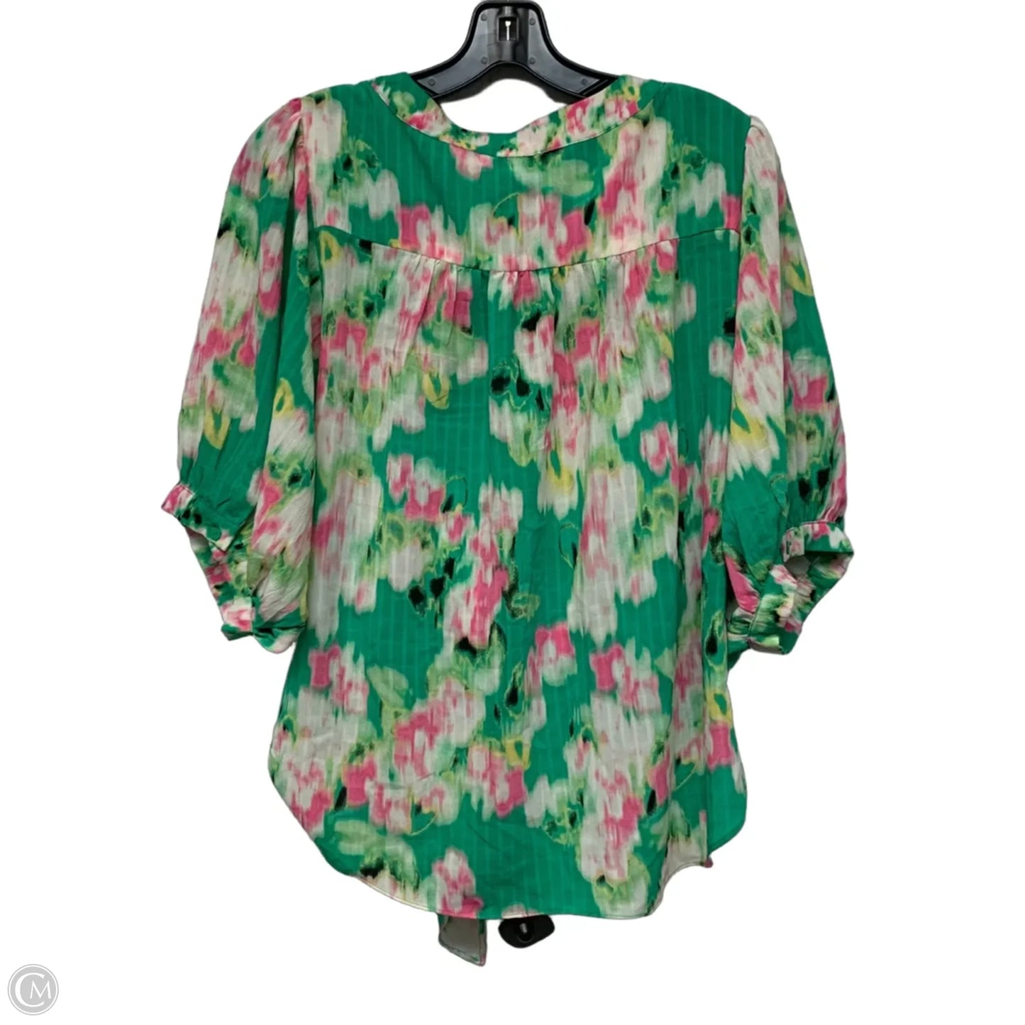 Top Short Sleeve By Rose And Olive In Green & Pink, Size: M