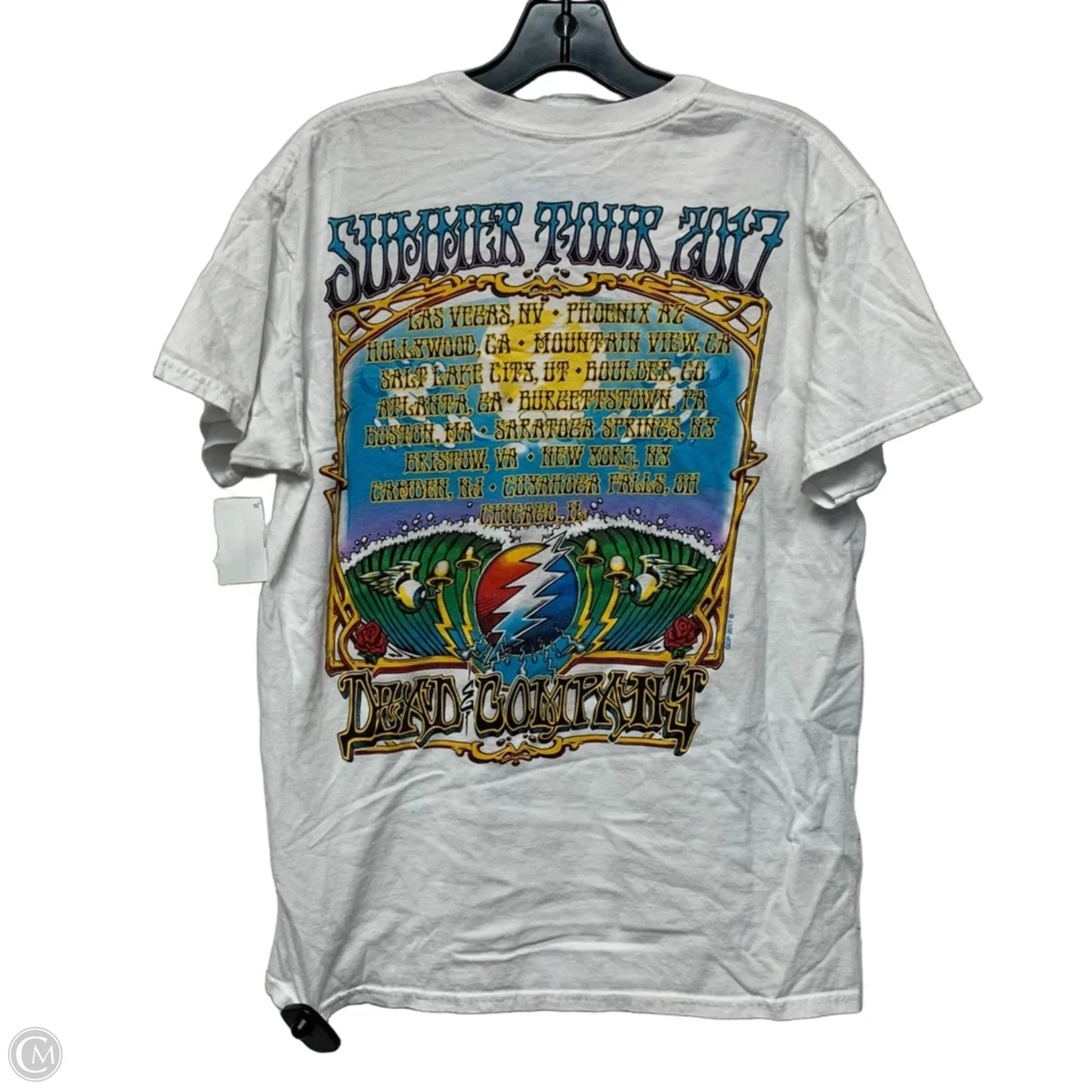 Top Short Sleeve By Liquid Blue In White, Size: M