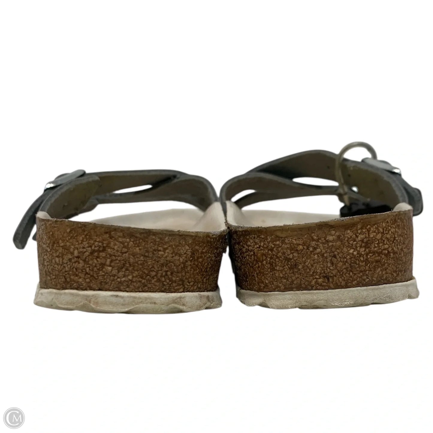 Sandals Flats By Birkenstock In Silver, Size: 7