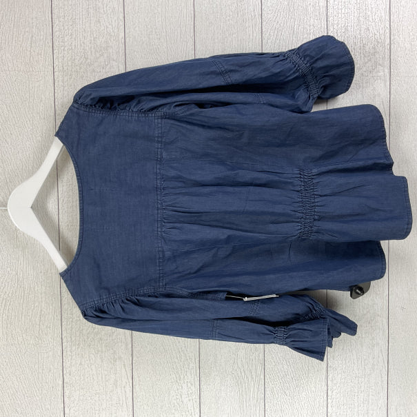 Top Long Sleeve By Cupio In Blue Denim, Size: Xl