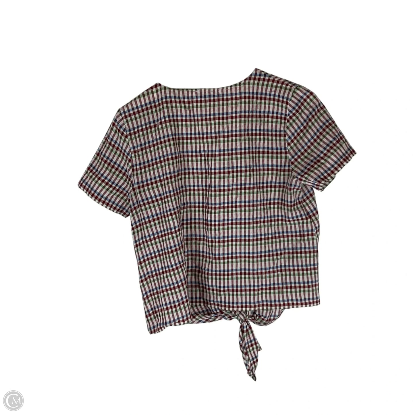 Top Short Sleeve By Madewell In Plaid Pattern, Size: S