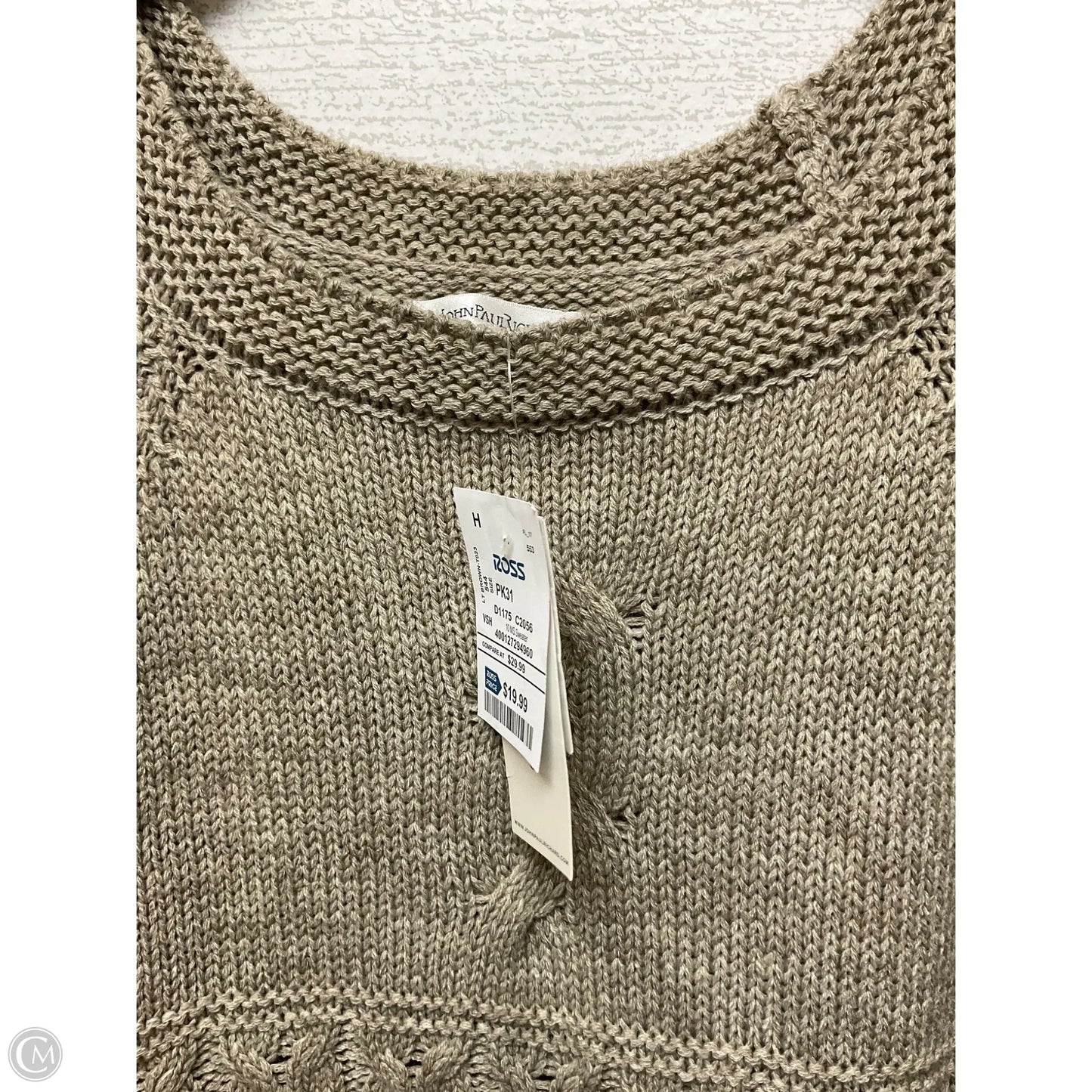 Sweater Short Sleeve By John Paul Richard In Tan, Size: Xl