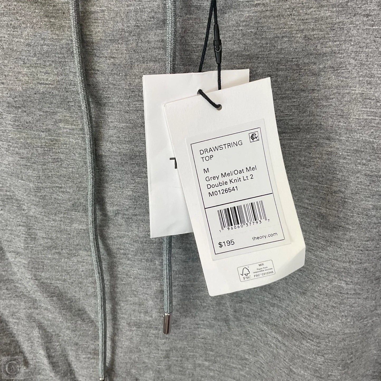 Athletic Top Long Sleeve Collar By Theory In Grey, Size: M