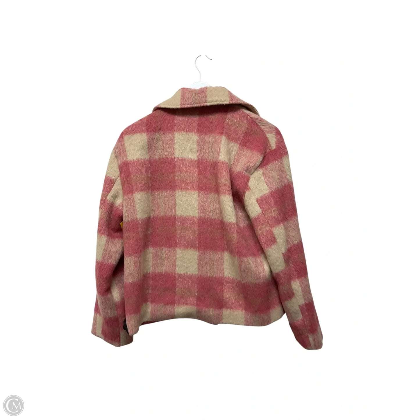 Coat Faux Fur & Sherpa By Peach Love Cream California In Plaid Pattern, Size: S