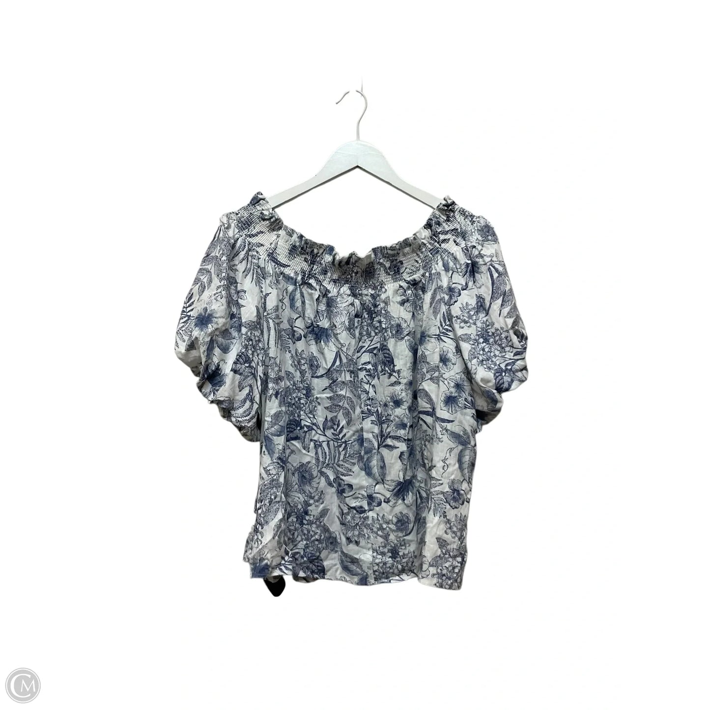 Top Short Sleeve By Cece In Blue & White, Size: L