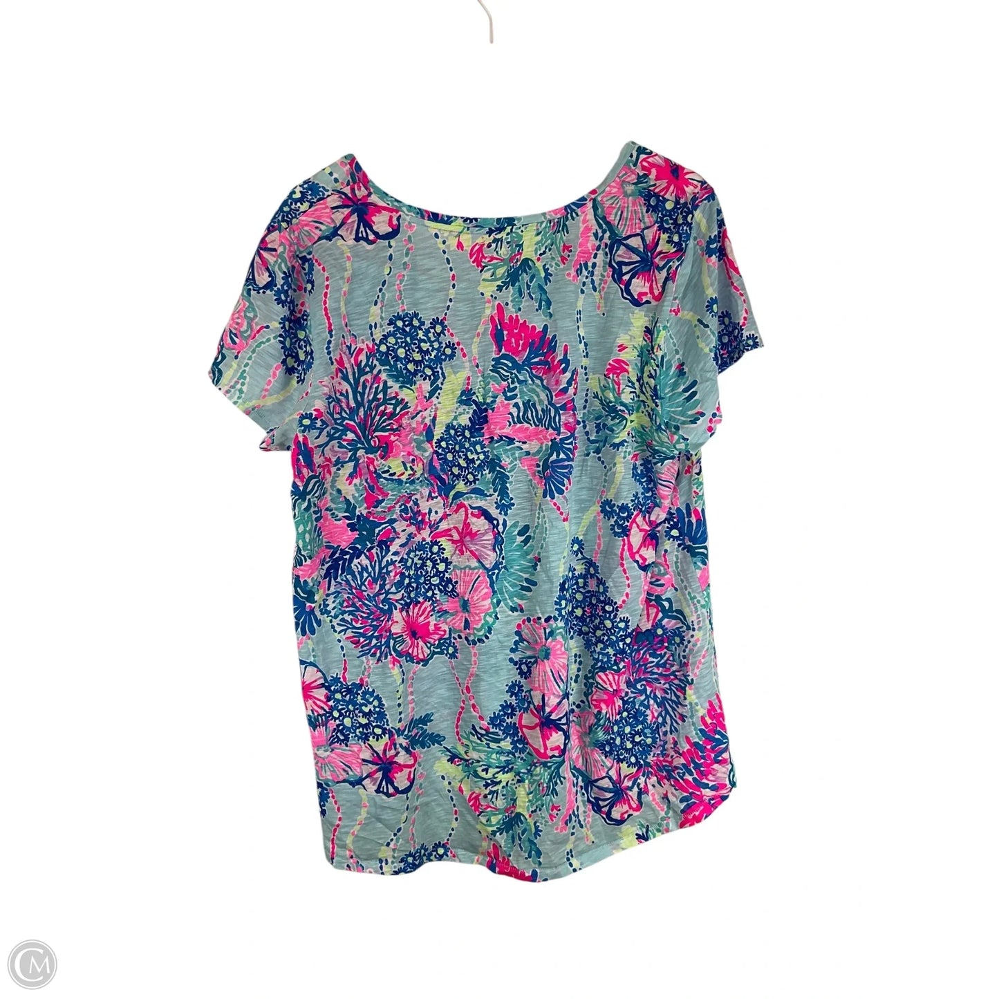 Top Short Sleeve Designer By Lilly Pulitzer In Blue, Size: Xxl