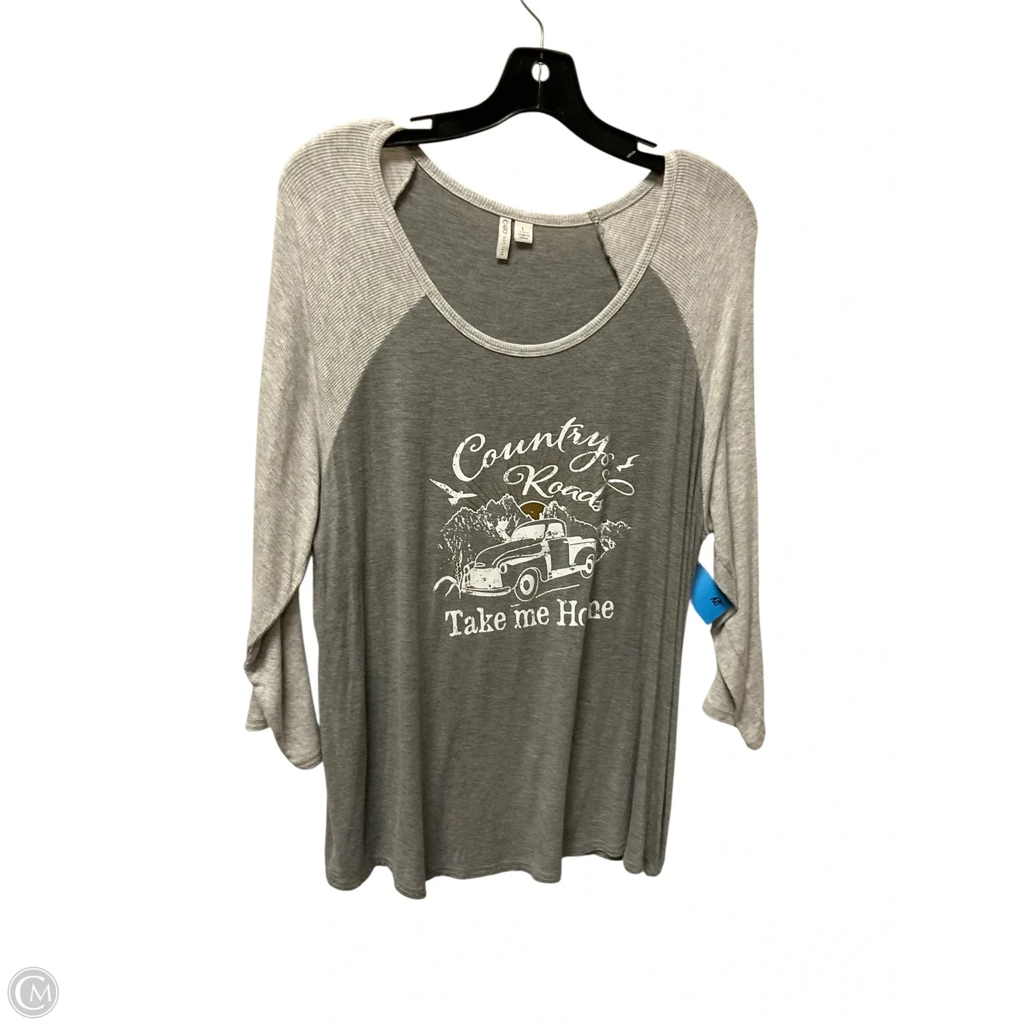 Top Long Sleeve By Cato In Grey, Size: L