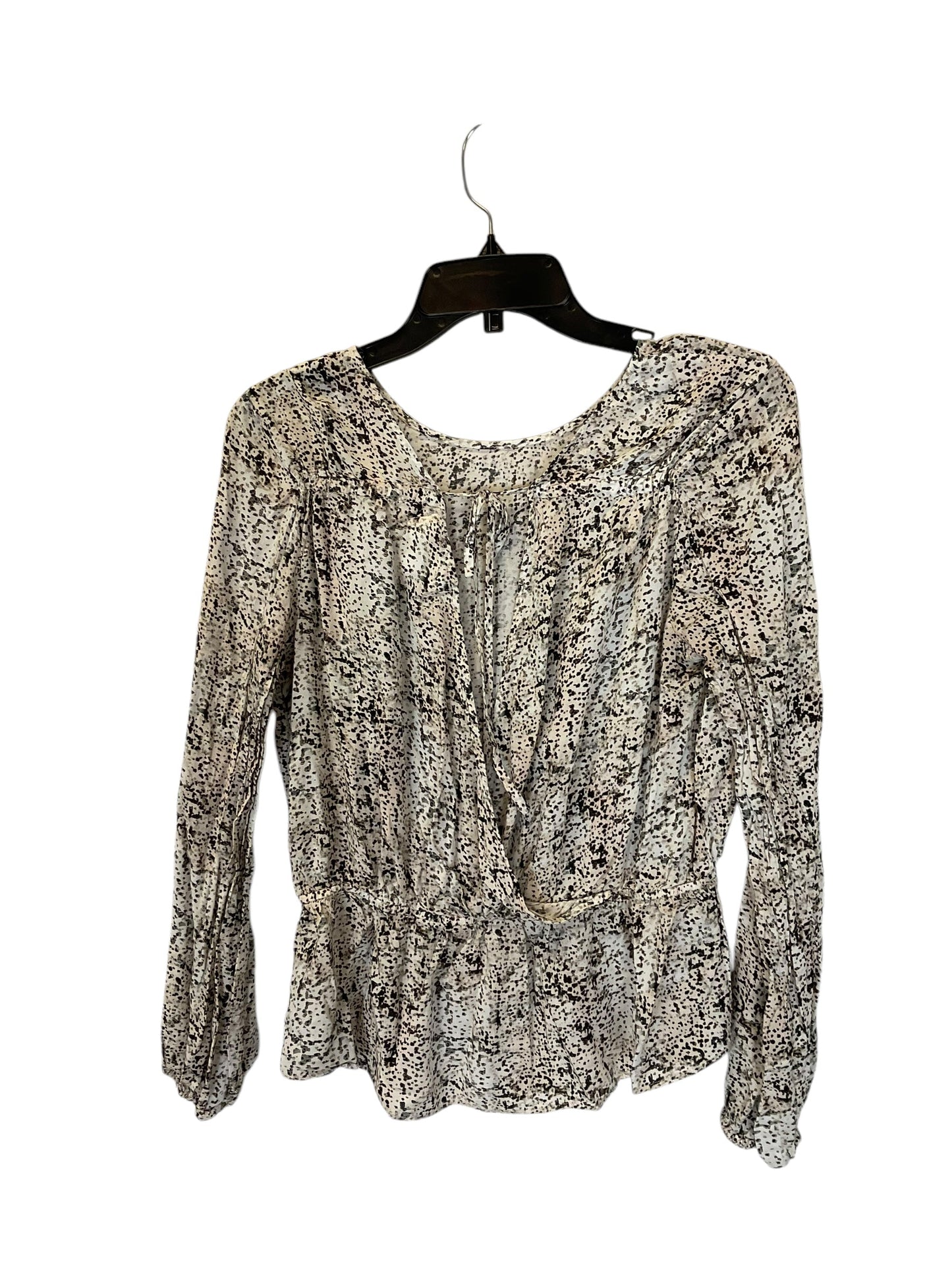 Top Long Sleeve By Anthropologie In Black & Cream, Size: M