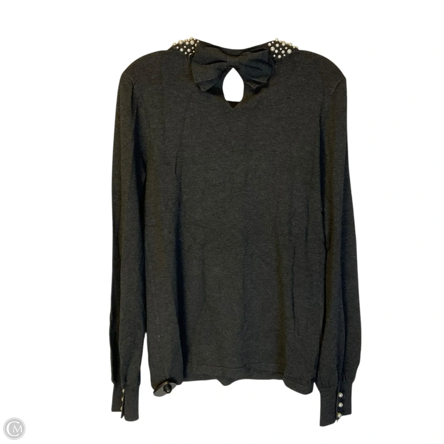 Top Long Sleeve Designer By Karl Lagerfeld In Grey, Size: S
