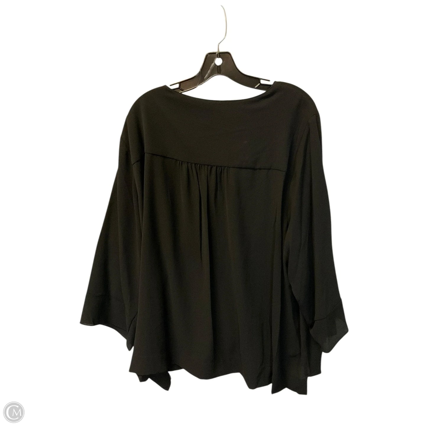 Top Long Sleeve By Investments In Black, Size: 3x