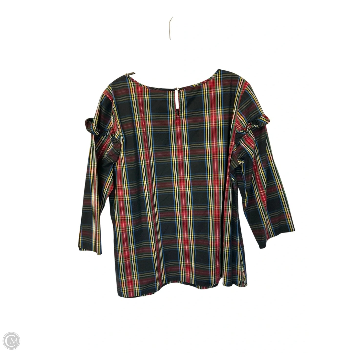 Top 3/4 Sleeve By Talbots In Plaid Pattern, Size: Xl