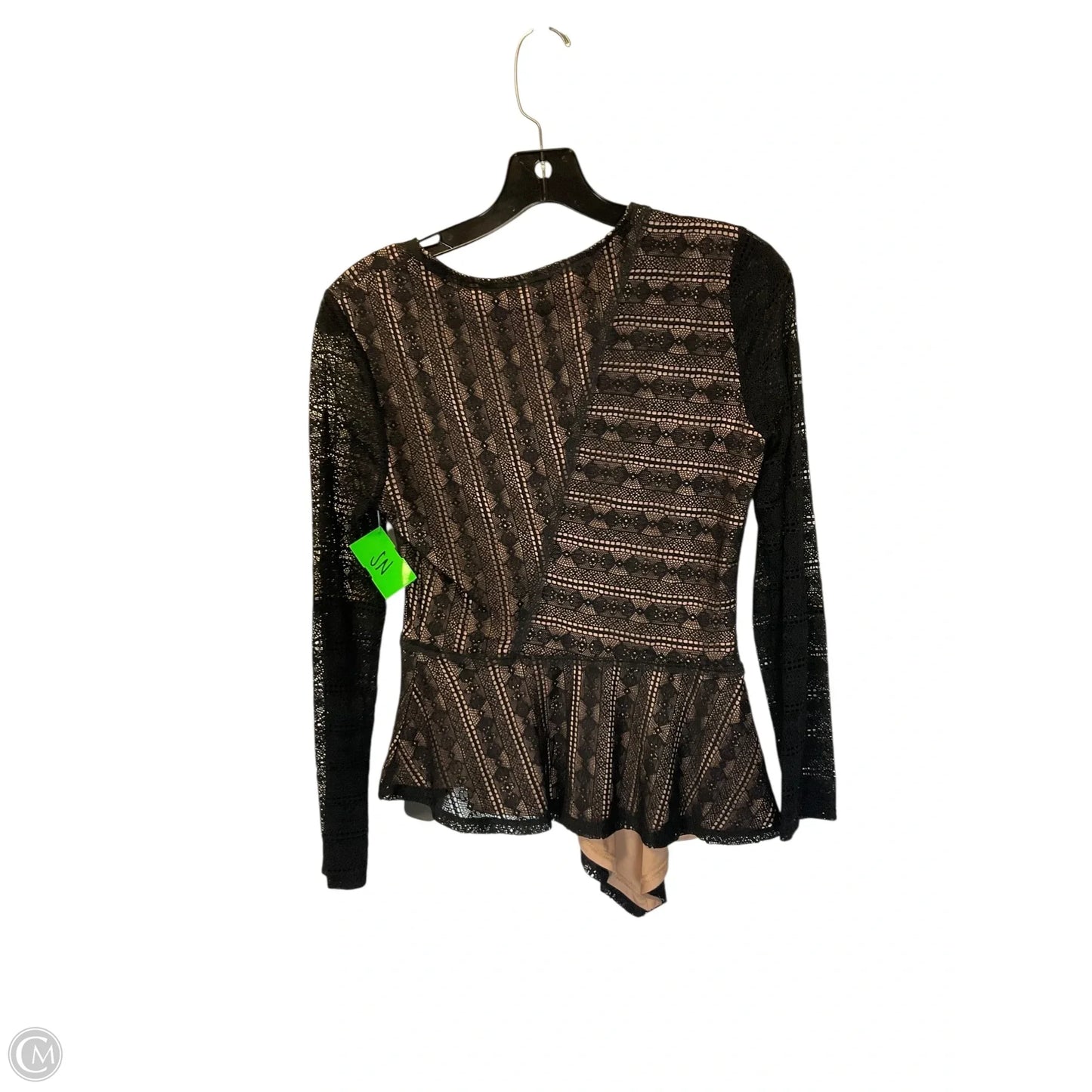 Top Long Sleeve By Bcbgmaxazria In Black & Tan, Size: S