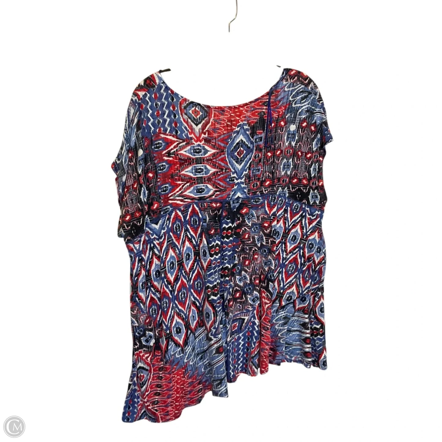 Top Short Sleeve By Artisan Ny In Blue & Red & White, Size: 2x