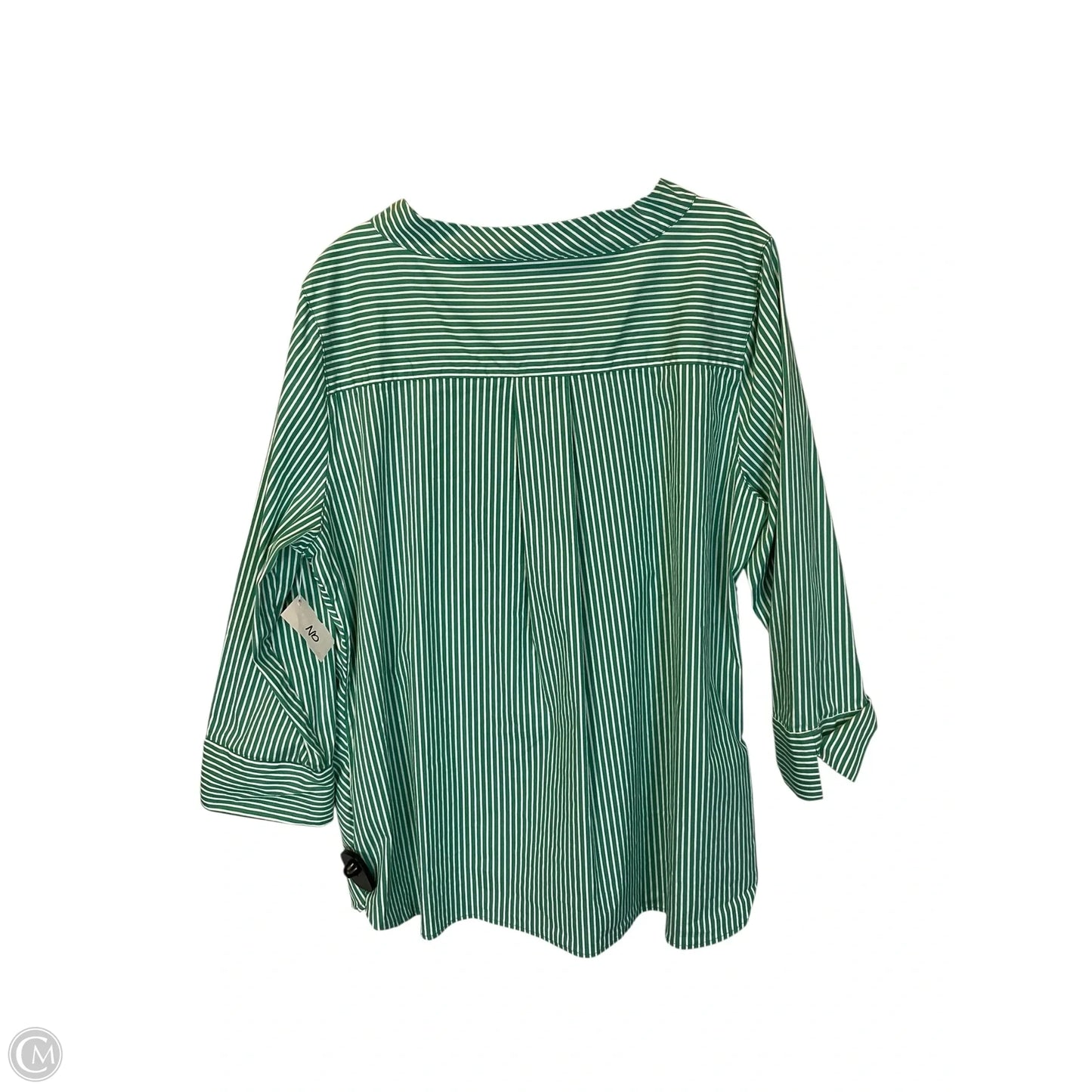 Top Long Sleeve By Chicos In Green & White, Size: Xl