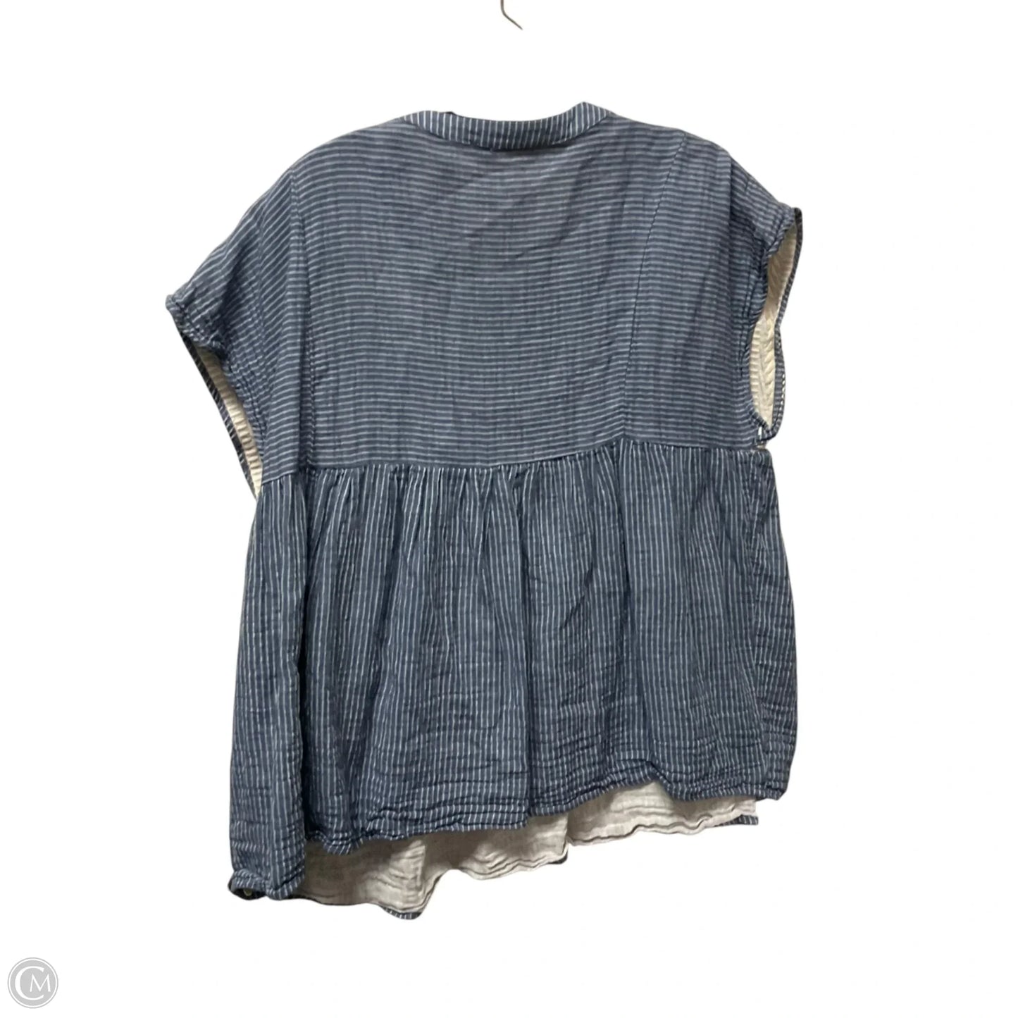 Top Short Sleeve By Savanna Jane In Blue & White, Size: 1x