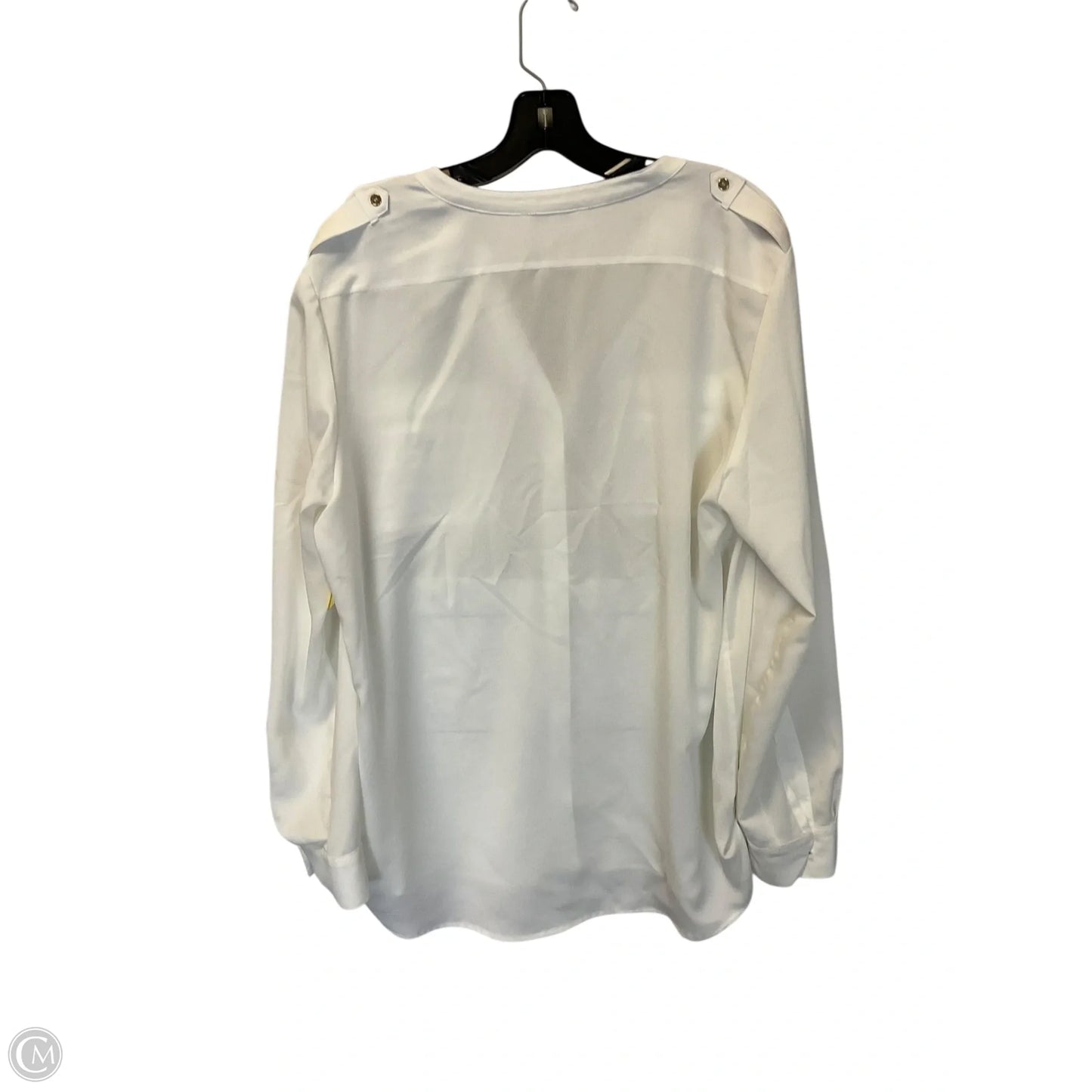 Top Long Sleeve By Calvin Klein In White, Size: Xl