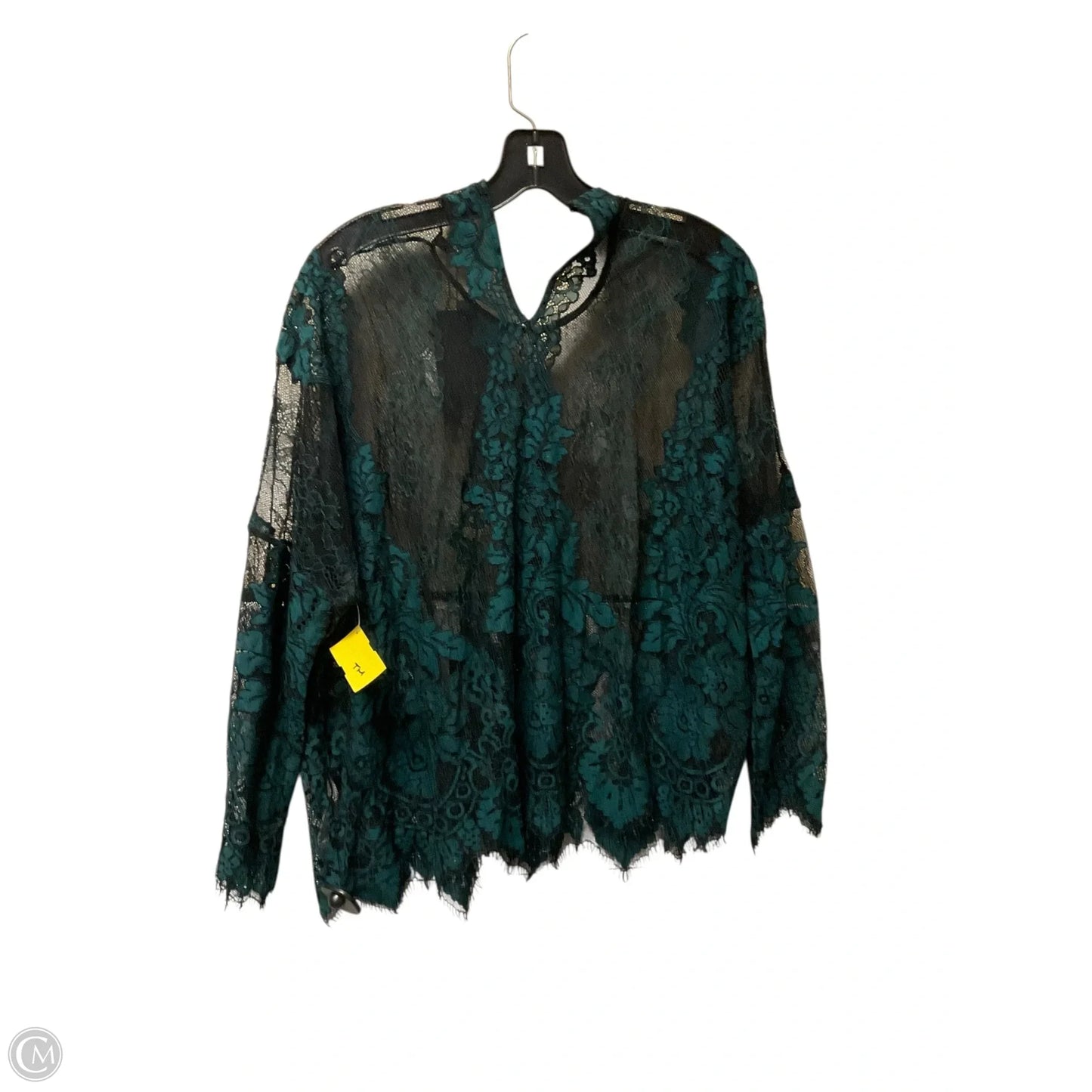 Top Long Sleeve By Zara In Black & Green, Size: M