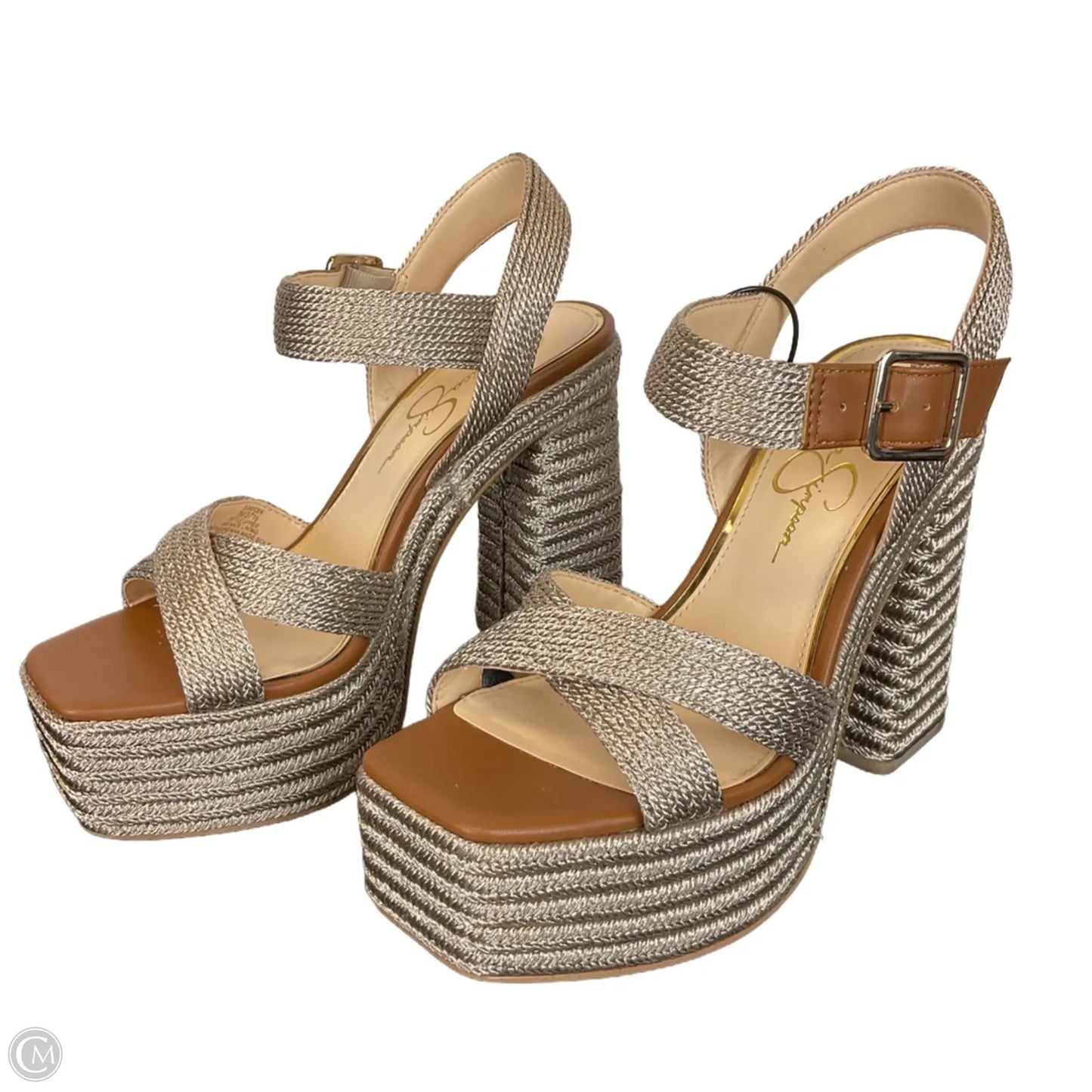 Sandals Heels Platform By Jessica Simpson In Bronze, Size: 7