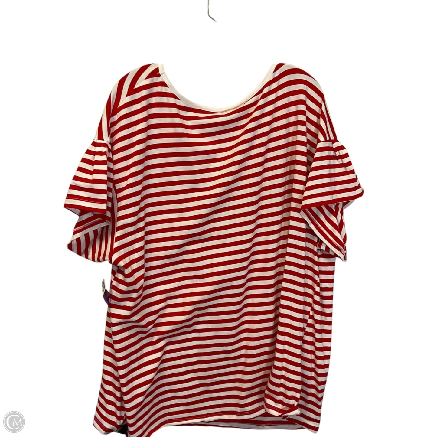 Top Short Sleeve Basic By Ava & Viv In Striped Pattern, Size: 4x