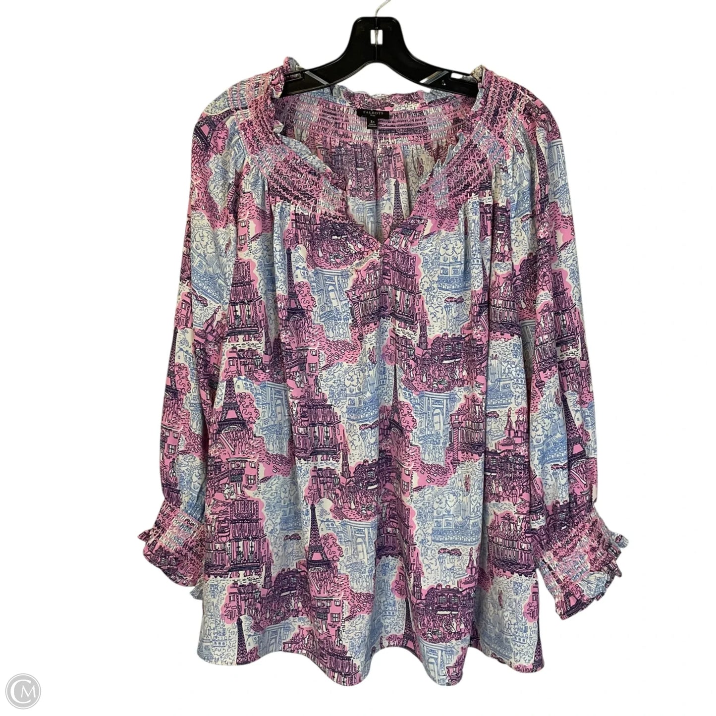 Top Long Sleeve By Talbots In Blue & Pink, Size: 3x